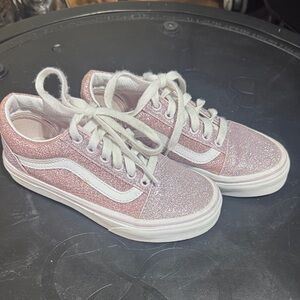 Vans Kids Sneakers in Glittery Pink and White